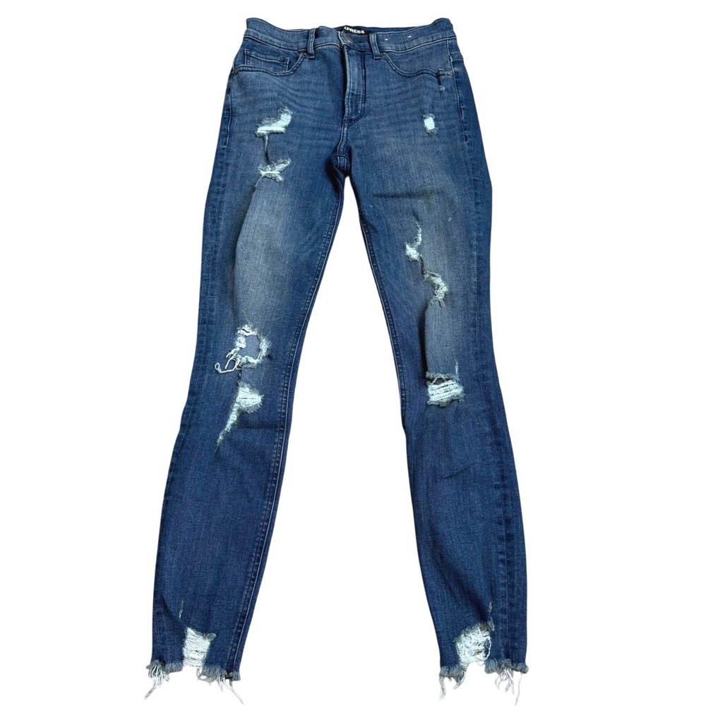 Express Blue Ankle High Rise Distressed Skinny Jeans Womens 4R Rock-chic
Grunge